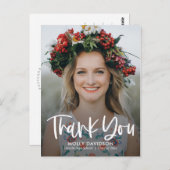 愛らしいタイプモダンの卒業式ありがとうはがき ポストカード (正面/裏面)