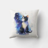 愛らしいタキシード猫の水彩イラストレーション クッション (裏面)