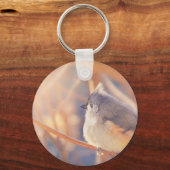 愛らしいタフテッドタイトマウズス鳥 キーホルダー (正面)