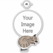 愛らしいタン虎猫キッテンスリープ名タグ シール (正面)