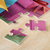 愛らしいタン&白の子犬とギフトカラフル付き ジグソーパズル (側面)