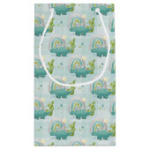 愛らしいターコイズ恐竜&レインボウ スモールペーパーバッグ (裏面)