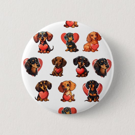 愛らしいダシュントとハートバレンタイン 缶バッジ (正面)