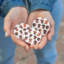 愛らしいダシュントとハートバレンタイン 缶バッジ