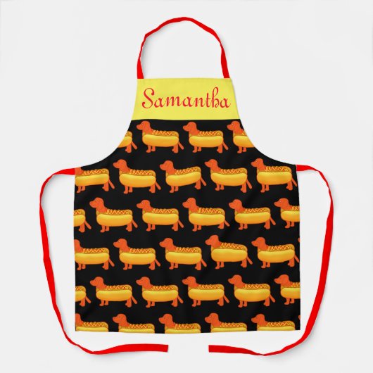 愛らしいダシュンドホットドッグ エプロン (正面)