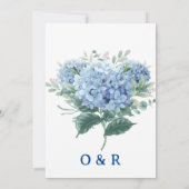 愛らしいダスティーブルーの花 招待状 (裏面)