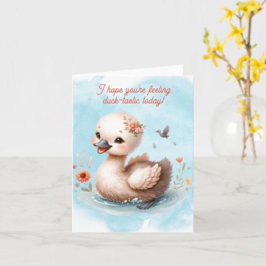 愛らしいダックカード カード (黄色い花)