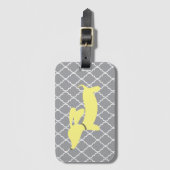 愛らしいダックスシャンドイエロー&グレーラゲージズバッグラベル ラゲッジタグ (正面縦)