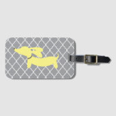 愛らしいダックスシャンドイエロー&グレーラゲージズバッグラベル ラゲッジタグ (正面横)
