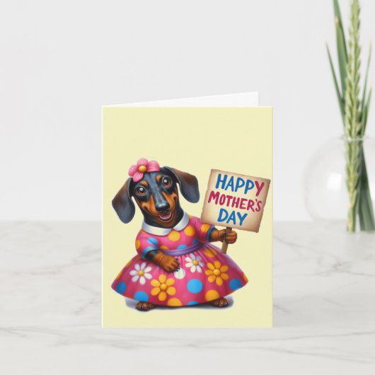 愛らしいダックスフンドの母の日 カード (正面)