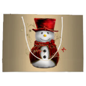 愛らしいダッパー雪だるまインレッドベルベット ラージペーパーバッグ (裏面)