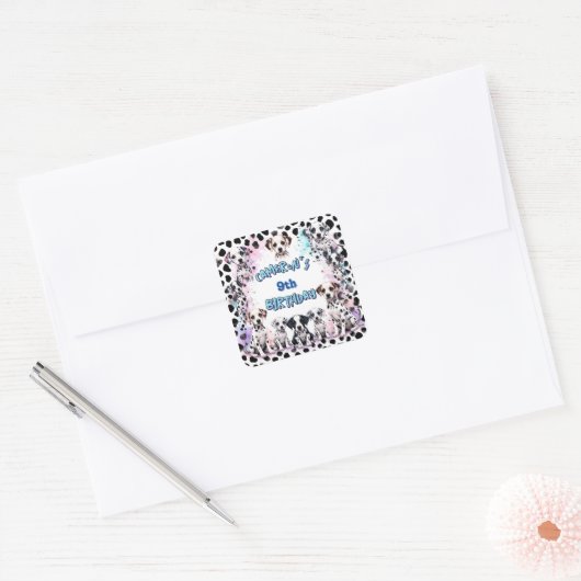 愛らしいダルマチアンパピーウォータースカラー誕生日 スクエアシール (封筒)