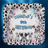 愛らしいダルマチアンパピーウォータースカラー誕生日 ペーパープレート