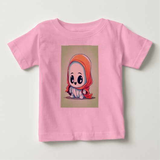愛らしいチビ（小さくかわいく書いた感じ）漫画の幽霊をBoo-Healy幽霊 ベビーTシャツ (正面)