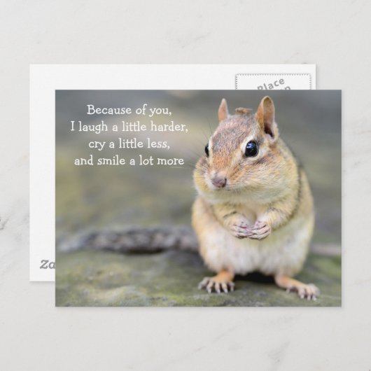 愛らしいチプムンクウィズフレンドシップ引用文 ポストカード (正面/裏面)