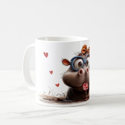 ☕愛らしいチャーム!🦛🍭 コーヒーマグカップ (正面左)