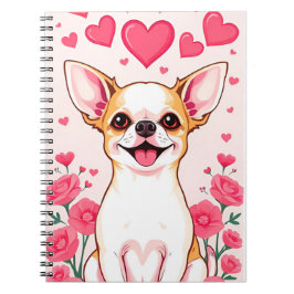 愛らしいチワワとピンクのハート ノートブック