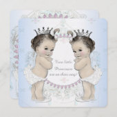 愛らしいツインガールベビーシャワー 招待状 (正面/裏面)