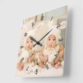 愛らしいツインズフォト子供部屋 スクエア壁時計 (傾斜)