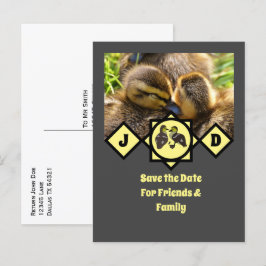 愛らしいツインダクリングスモノグラム写真 インビテーションポストカード