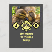 愛らしいツインダクリングスモノグラム写真 インビテーションポストカード (正面)