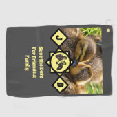 愛らしいツインダクリングスモノグラム写真 ゴルフタオル (横)