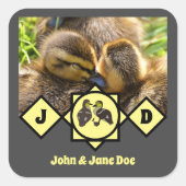 愛らしいツインダクリングス名タグフォト スクエアシール (正面)