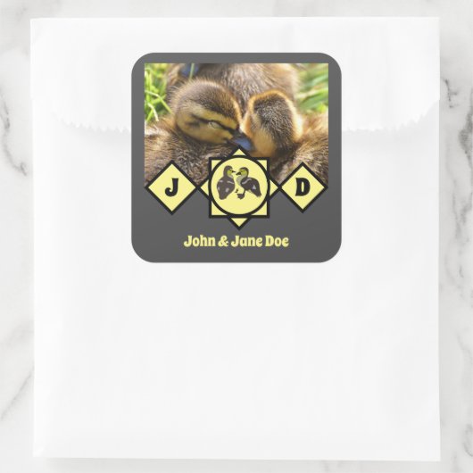 愛らしいツインダクリングス名タグフォト スクエアシール (バッグ)