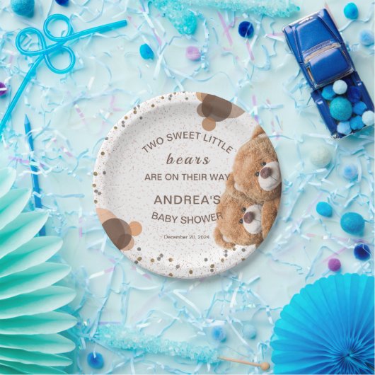 愛らしいツインベアーズベビーシャワー紙プレート ペーパープレート (パーティー)