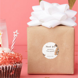 愛らしいツインベアーズベビーシャワー ラウンドシール