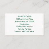 愛らしいティーポットの名刺 名刺 (裏面)