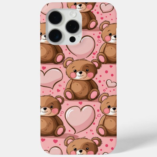 愛らしいテディベアとハート Case-Mate iPhoneケース (裏面)
