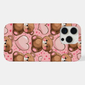 愛らしいテディベアとハート iPhoneケース (裏面横)