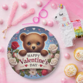 愛らしいテディベアとバラ ペーパープレート (パーティー)