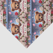 愛らしいテディベアとバラ 薄葉紙 (詳細)