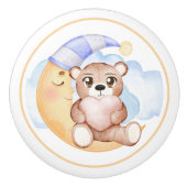愛らしいテディベアと半月 セラミックノブ (正面)