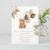 愛らしいテディベアのバルーン赤ちゃんシャワー 招待状 (スタンド正面)