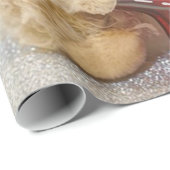 愛らしいテディベアサンタハット，休日 ラッピングペーパー (ロールコーナー)