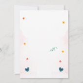 愛らしいテディベアスターズハートベビーシャワー 招待状 (裏面)