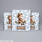 愛らしいテディベアパイロットボーイシャワー抱き枕 ミディアムペーパーバッグ