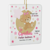 愛らしいテディベアベビーガール誕生統計 セラミックオーナメント (右)