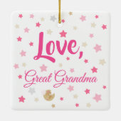 愛らしいテディベアベビーガール誕生統計 セラミックオーナメント (裏面)