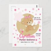 愛らしいテディベアベビーガール誕生統計 ポストカード (正面/裏面)