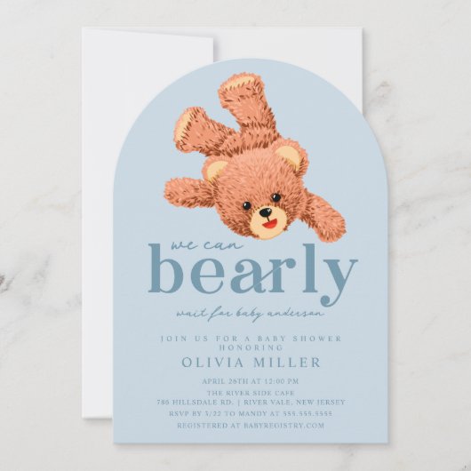 愛らしいテディベアベビーシャワー招待状 招待状 (正面)
