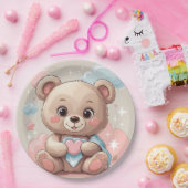 愛らしいテディベアベビーソフトパステルデザイン ペーパープレート (パーティー)