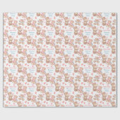 愛らしいテディベア歓迎ベビーシャワー ラッピングペーパー (フラット)