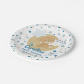 愛らしいテディベア男の赤ちゃん誕生統計ディナーPl ペーパープレート (アングル)