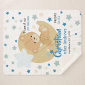 愛らしいテディベア男の赤ちゃん誕生統計 シェルパブランケット (正面(横))