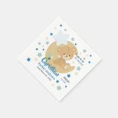 愛らしいテディベア男の赤ちゃん誕生統計 スタンダードカクテルナプキン (角)
