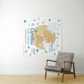 愛らしいテディベア男の赤ちゃん誕生統計 タペストリー (インサイチュ(横))